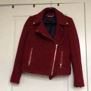 🧥HP 🧥 Tommy Hilfiger red textured Moto jacket